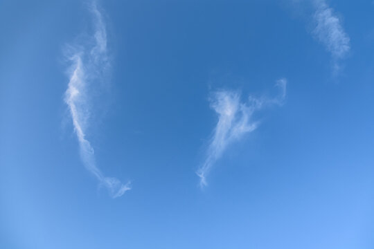 white cirrus clouds in blue sky on a summer day
