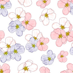 Seamless vector floral background with 
abstract apple flowers.