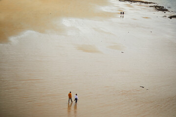Scenic view of beaches and coastline in Saint-Malo, Brittany, France