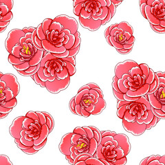 Seamless vector floral background with 
begonia flowers.