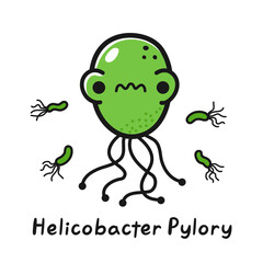 Angry helicobacter pylori bacteria. Vector hand drawn cartoon kawaii character illustration. Isolated on white background. Helicobacter pylori bacteria poster concept