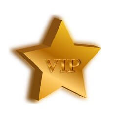 VIP - golden 3D render on a white background.