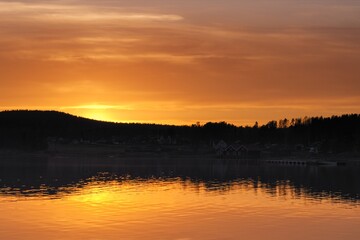 Sunset over the bay in Norrfällsviken