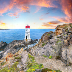 Fototapeta na wymiar Fabulous view of sunset over Capo Ferro Lighthouse.