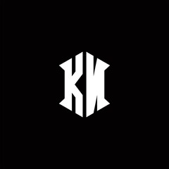 KN Logo monogram with shield shape designs template