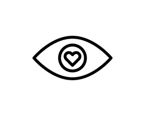 Vector Eye icon with heart symbol. Lovely eye icon. Love symbol . Outline heart icon in eye isolated on white