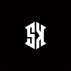 SK Logo monogram with shield shape designs template