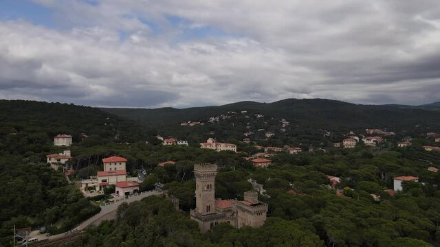 Drone view of Calignaia Bay, Livorno, Maremma, Tuscany.