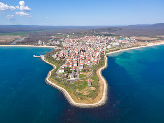 Fototapeta premium Amazing Aerial view of town of Primorsko, Bulgaria