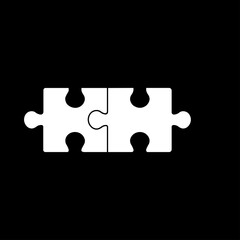 Minimalist, flat, black silhouette puzzle piece icon. Isolated on white