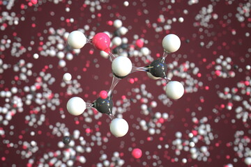 Isopropyl alcohol molecule, scientific molecular model, 3d rendering