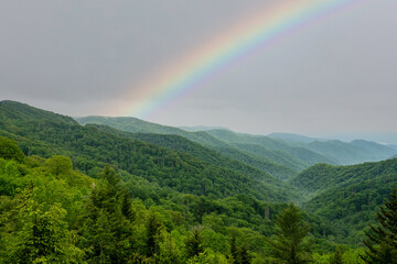 A Smoky Mountain View with colorful skies