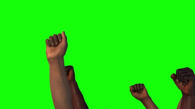 hands a crowd of people protesting 3d render on green background