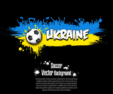 Flag Of Ukraine And Soccer Fans