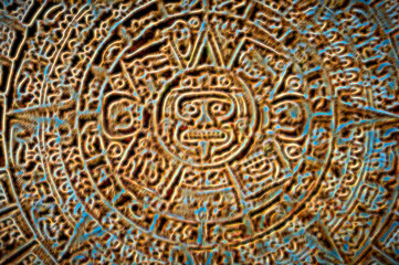 Graphic desing in traditional Mayan style. Calendar and predictions