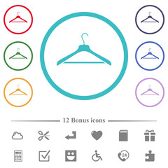Clothes hanger flat color icons in circle shape outlines