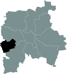 Black location map of the Leipziger West district inside the German regional capital city of Leipzig, Germany