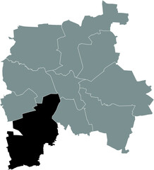 Black location map of the Leipziger Southwest (Südwest) district inside the German regional capital city of Leipzig, Germany