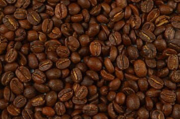 roasted coffee beans, brown coffee, background texture, close-up