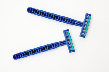 Disposable razor on a white background