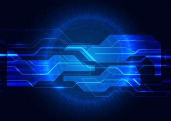 Futuristic technology concept, vector illustration in blue color, abstract background