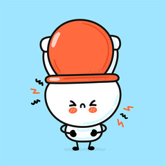 Cute funny sad white toilet bowl. Vector hand drawn cartoon kawaii character illustration icon. Funny cartoon WC, toilet bowl mascot character concept