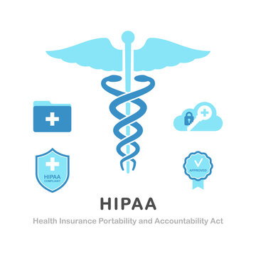 Health Insurance Portability And Accountability Act Poster. HIPAA Acronym And Icon Symbolized Personal Healthcare Information And Privacy Protection, High Quality Approved Seal Vector Illustration