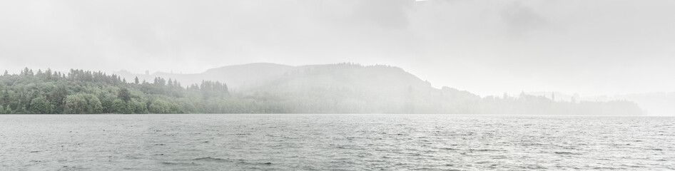 Panorama Of Mayfield Lake at Ike Kinswa State Park on a Rainy Spring Day