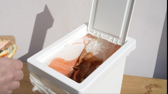 the garbage into the bin