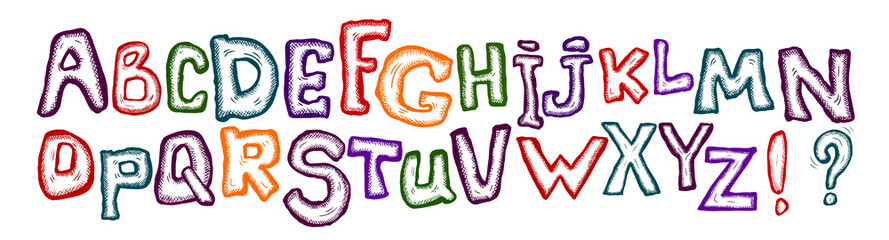 Colorful letters. Cheerful graphic letters. Vector illustration