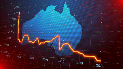 Australia Interest rates chart economic effect on market and home loans  - Illustration Rendering