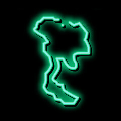 Thailand Geographic Map neon light sign vector. Glowing bright icon Thailand Asian Oriental Country, Cartography South East Region sign. transparent symbol illustration