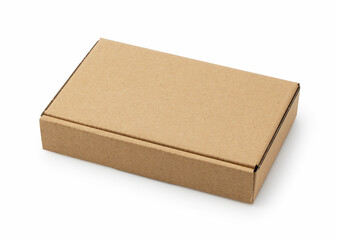 Cardboard box on white background