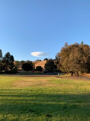 golf course at sunset