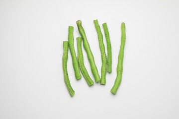 Chopped Cow pea beans on a white background. Vegetable, healthy, Thailand for sale in local market