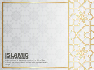 White Islamic background with golden mandala