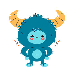 Cute funny sad angry yeti monster character. Vector hand drawn cartoon kawaii character illustration icon. Isolated on white background. Yeti, Bigfoot baby cartoon character concept