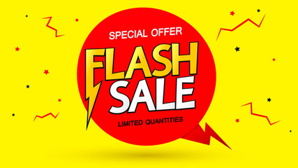 Flash Sale, poster design template, special offer, discount banner, vector illustration