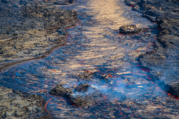 Iceland Volcano Volcanic Eruption with lava at Fagradalsfjall, Reykjanes Peninsula