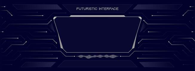 Vector abstract futuristic interface frame, HUD. Display panel template design. Technologies of the future, for technology and computer video games. - obrazy, fototapety, plakaty