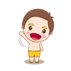 Cartoon character of cute boy with. Summer style illustration