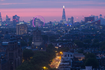 A early morning view of downtown London United Kingdom.