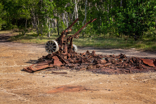 Burnt Out Car Damages Bushland Environment