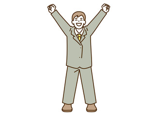 ガッツポーズをするビジネスマン