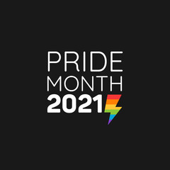 LGBT Pride Month 2021. Pride day rainbow abstract logo. Human rights and tolerance. Vector illustration isolated on black background.