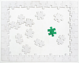 Jigsaw puzzle elements in the frame