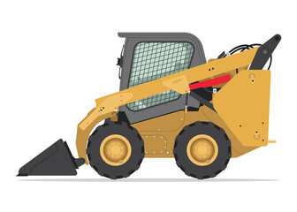 Compact Track Loader Isolated Detailed Vector Illustration Sideview, Heavy Equipment, Construction Vehicles, Machinery
