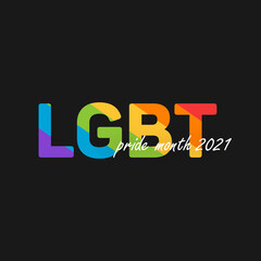 LGBT Pride Month 2021. Pride day rainbow abstract logo. Human rights and tolerance. Vector illustration isolated on black background.