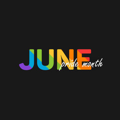 LGBT Pride Month 2021. Pride day rainbow abstract logo. Human rights and tolerance. Vector illustration isolated on black background.