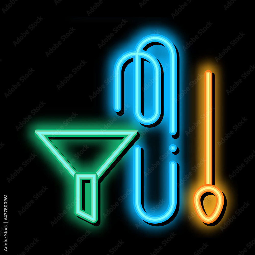 Sticker Funnel And Tube neon light sign vector. Glowing bright icon Funnel And Tube sign. transparent symbol illustration